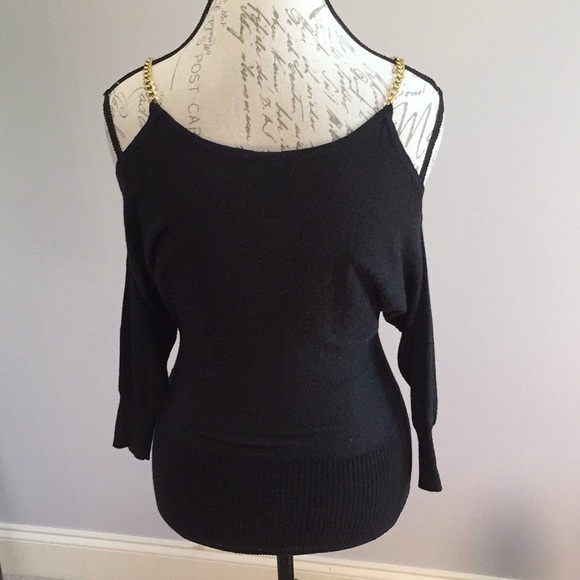 Express Sweaters - Express Black Cold Shoulder Sweater XS